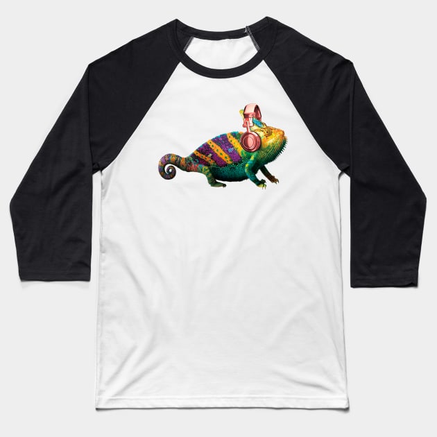 Funny Chameleon Baseball T-Shirt by Happy Art Designs